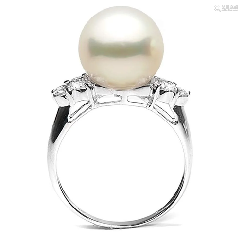 White South Sea Pearl and Diamond Anniversary Ring