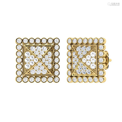 1.06 CTW Diamond Halo Earrings 18K Yellow Gold