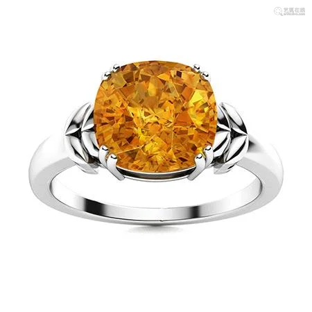 Natural 1.12 CTW Citrine Solitaire Ring 18K White Gold