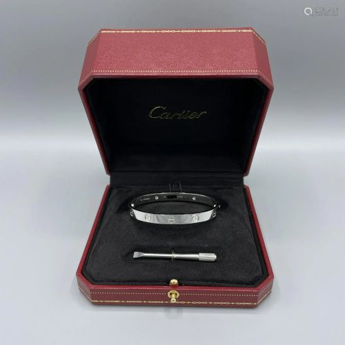 Cartier 4 Diamond Love Bracelet Size 18