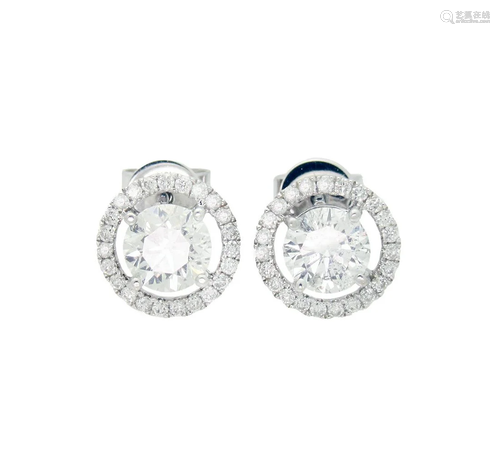 18k White Gold approx 2TCW Diamond Stud Earrings