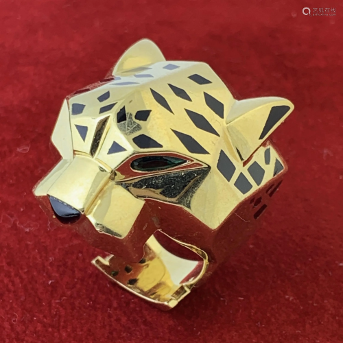 CARTIER PANTHERE 18K YELLOW GOLD LARGE HEAD RING