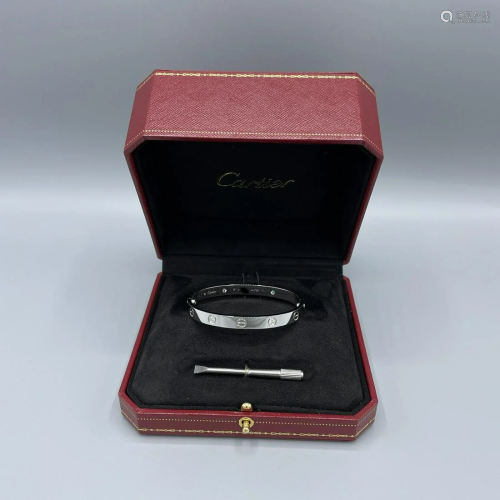 Cartier 4 Diamond Love Bracelet Size 17