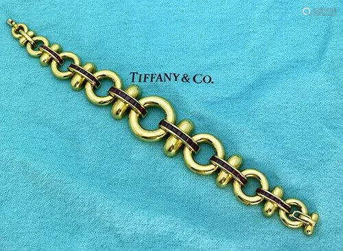 Tiffany & Co 18K Yellow Gold 4 TCW Ruby Bracelet Size