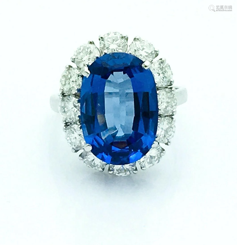 Estate Platinum 8.47TCW Tanzanite Diamond Ring