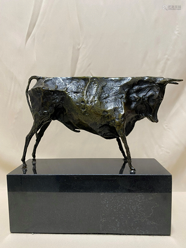 AMERICAN BRONZE SCULPTURE OF BULL ELIE NADELMAN