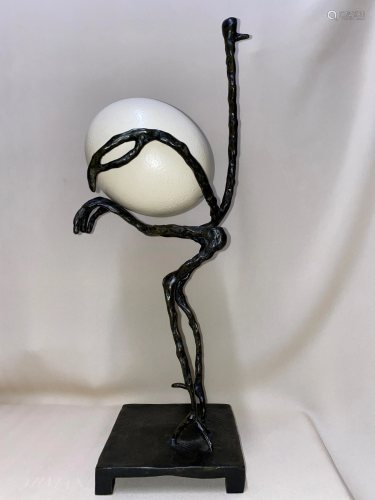 Swiss Bronze Sculpture Diego Giacometti Ostrich Egg