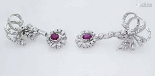 Estate Platinum Over 5.00 CT Diamond & Burma Ruby Drop