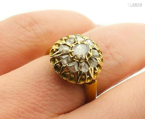 Antique Edwardian 22k Gold Rose Cut Diamond Ring Size 5