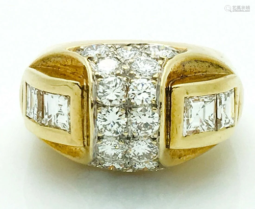 18k Yellow Gold 2.60 TCW Round & Princess Cut Diamond