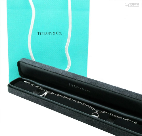 Tiffany & Co Platinum Oval Link Diamond Charm Bracelet