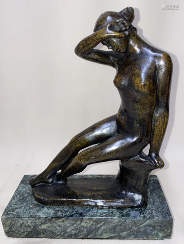 FRENCH BRONZE SCULPTURE ARISTIDE MAILLOL NUDE SITTING