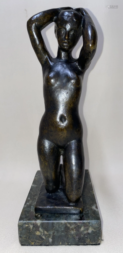 FRENCH BRONE SCULPTURE ARISTIDE MAILLOL KNEELING NUDE