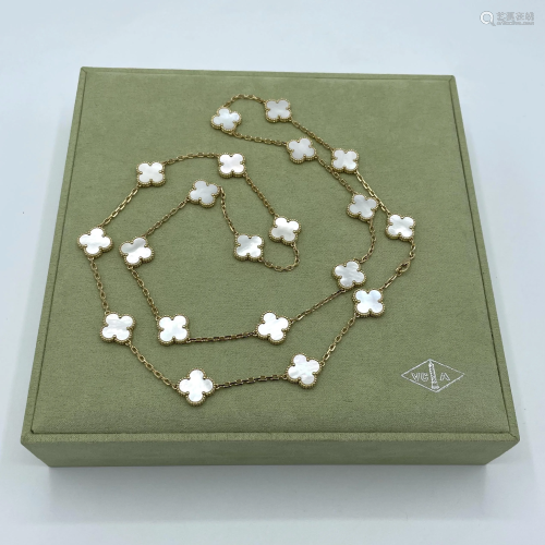 Van Cleef & Arpels Alhambra 18K Pearl 20 motif Necklace
