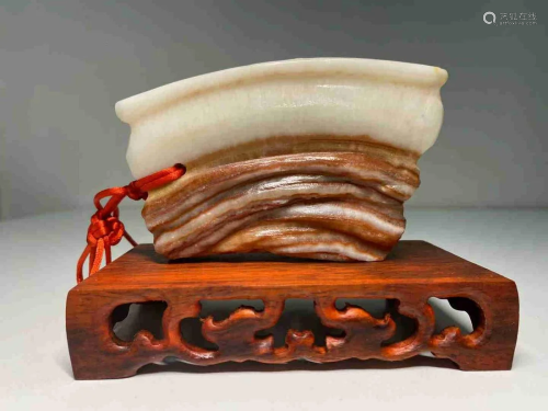 Chinese Natural Meat Stone Scholar Rock Viewing Stone,