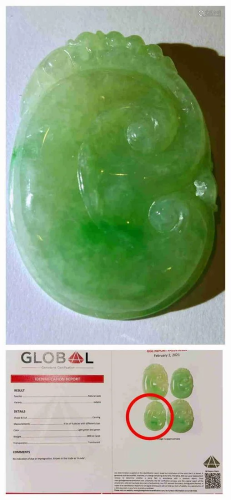 Certified Chinese Apple Green Jade Ruyi