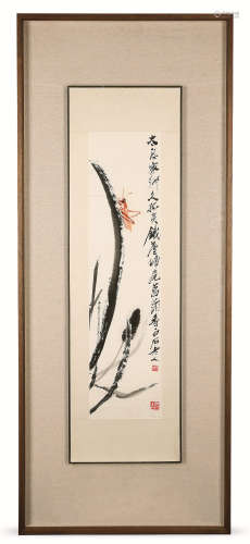 齐白石（1864-1957） 菖蒲草虫 镜心 设色纸本