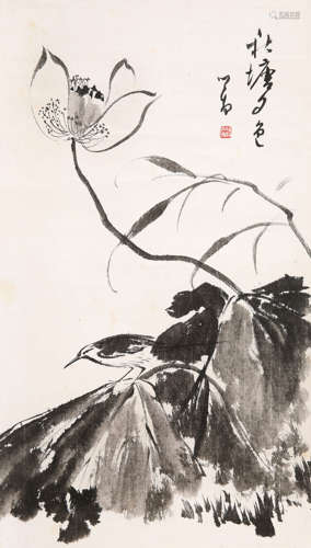 溥儒（1896-1963） 秋塘夕色 立轴 水墨纸本