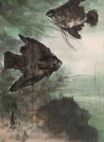 陈佩秋（1923-2020） 双鱼图 镜心 设色纸本
