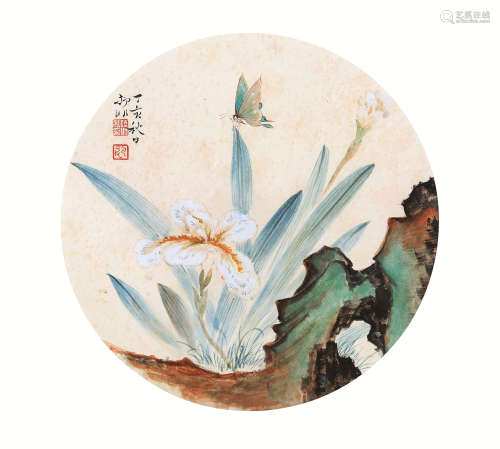 陆抑非（1908-1997） 1947年作 兰蝶图 镜心 设色纸本