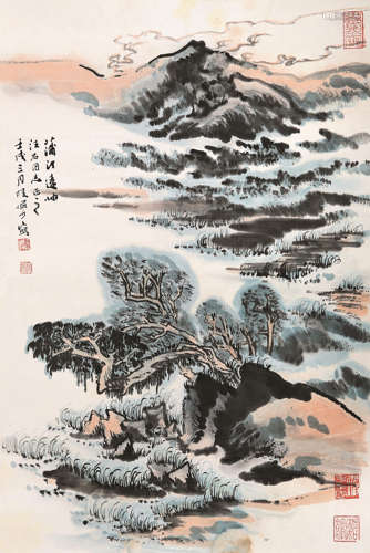 陆俨少（1909-1993） 1982年作 蒲汀远岫 镜心 设色纸本