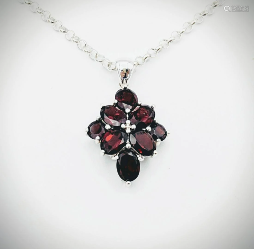 Italian Bolo Necklace w Almandine Garnet Pendant