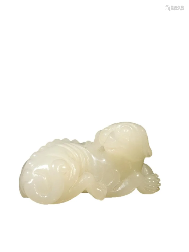 HETIAN WHITE JADE 'DOG' CARVING