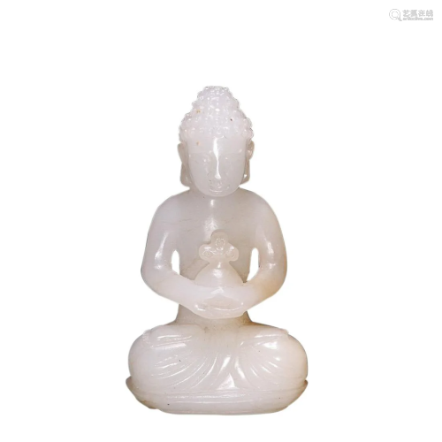 HETIAN JADE FIGURE OF SAKYAMUNI