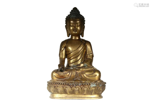 GILT-BRONZE FIGURE OF SAKYAMUNI