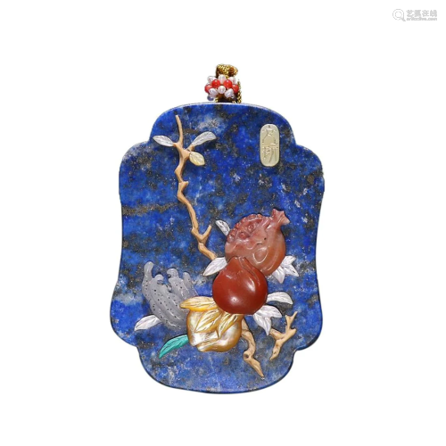 GEMSTONES-INLAID LAPIS LAZULI 'FRUIT' PENDANT