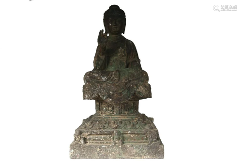 GILT-BRONZE FIGURE OF BUDDHA