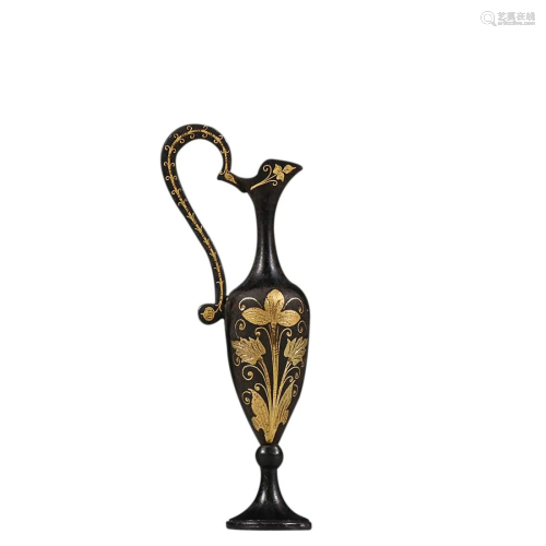 GOLD-INLAID BRONZE 'FLORAL' EWER