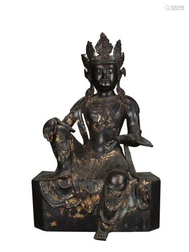 GILT-LACQUERED BRONZE FIGURE OF GUANYIN
