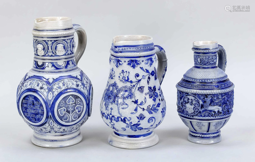 Three Westerwald jugs around 1