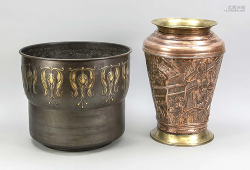 2 Cachepots, around 1900, bras