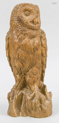 Owl, wood carving, 20th c., h.