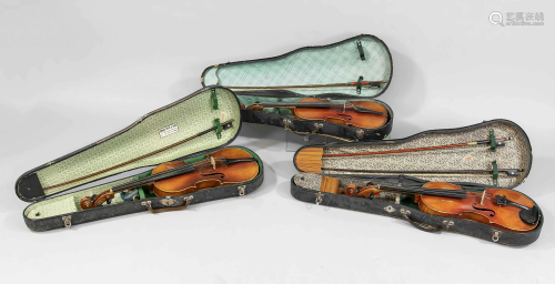 3 violins with case, age and o