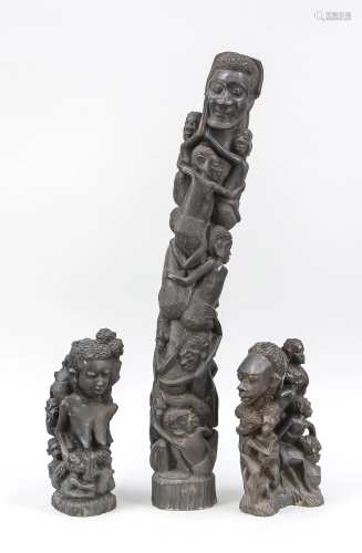 Set of 3 wood carvings, West A