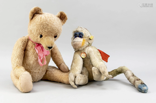 Monkey and teddy, mohair, monk