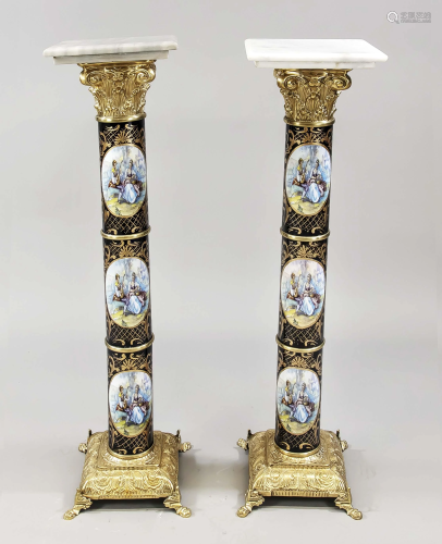 Pair of flower columns, 20th c