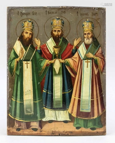 Icon 3 saints, Russia, 20th ce