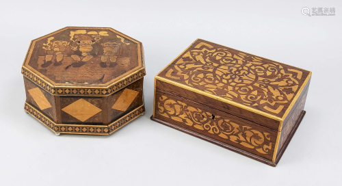 2 wooden boxes, end of 19th c.