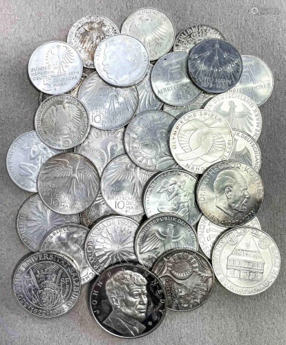 Mixed lot of silver coins, 9x
