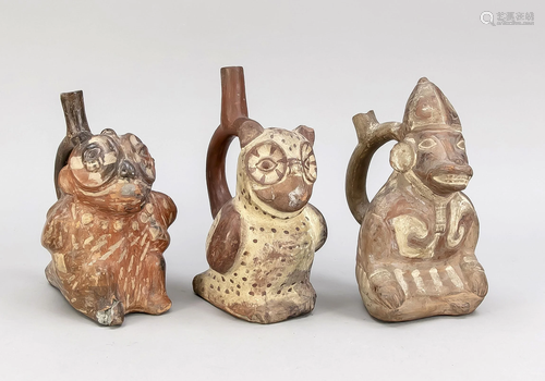 3 ceramic vessels, Peru, age u