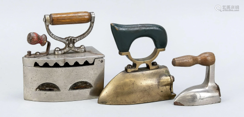 3 antique irons, 19th c., iron