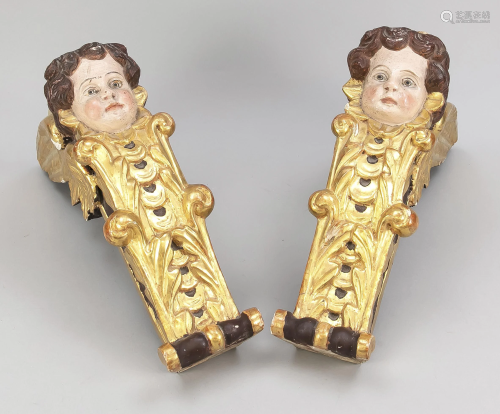 Pair of consoles with putto, 1