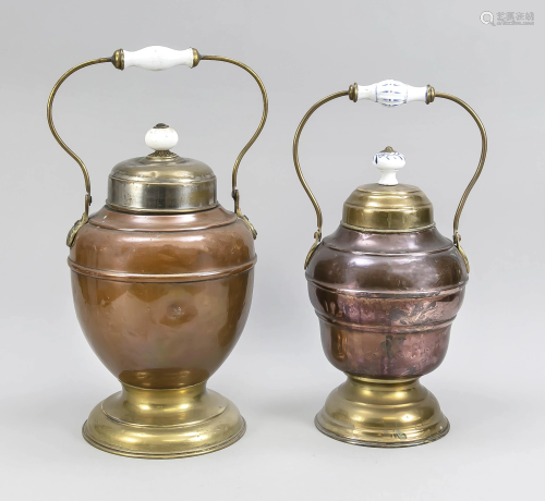 2 urn-shaped ash buckets, late