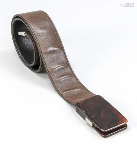 Prada, belt, brown smooth leat