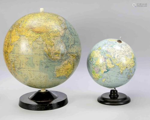 2 table globes, 2nd half of 20