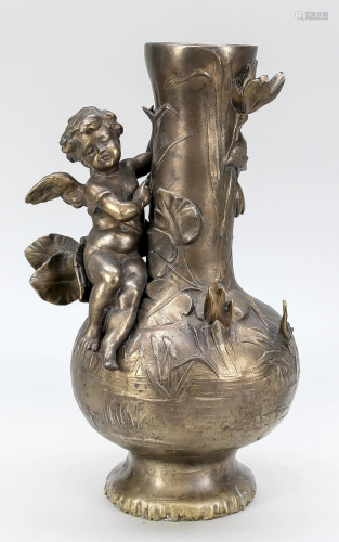 Art Nouveau vase with putto, a